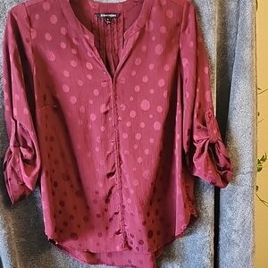 Burgundy Polka Dot Blouse